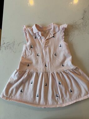 Little Me Light Pink Sailboat Polo Dress